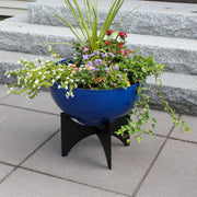 ACHLA Norma II Planter with Bowl | French Blue Wrought Iron | Indoor & Outdoor Garden | 20 x 20 x 18 in | Model FBC-57-61FB