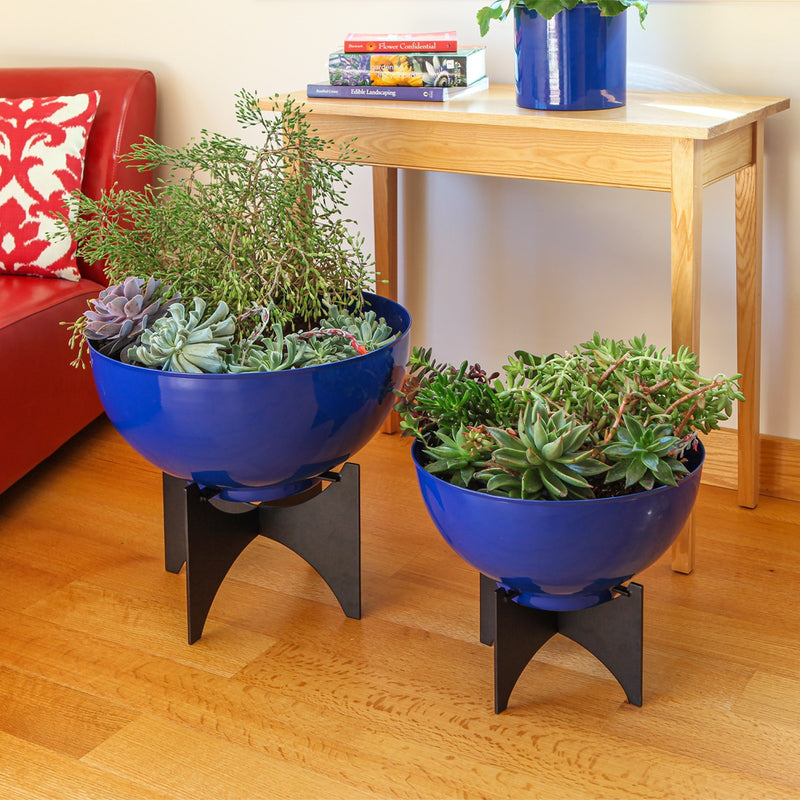 ACHLA Norma II Planter with Bowl | French Blue Wrought Iron | Indoor & Outdoor Garden | 20 x 20 x 18 in | Model FBC-57-61FB