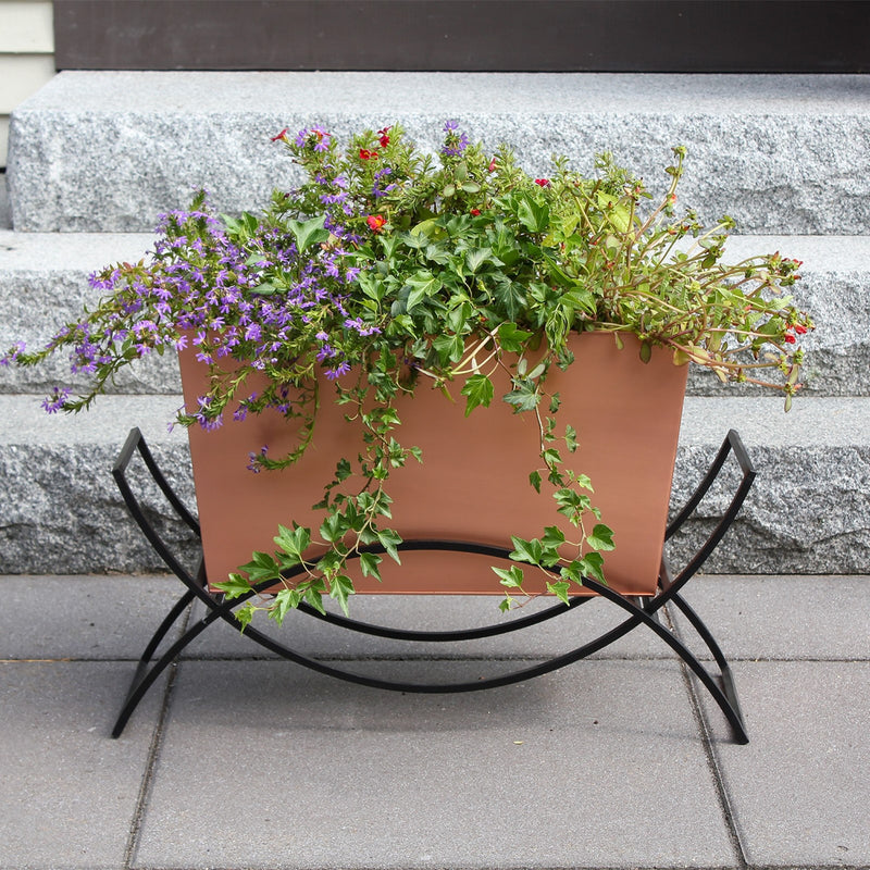 ACHLA Odile Planter with Flower Box | Mid-Century Modern Wrought Iron and Copper Plated | Patio & Deck Container Garden | Model FBC-62-10C