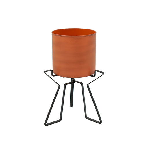 ACHLA Florence Planter with Bowl | Burnt Sienna Wrought Iron | Indoor & Outdoor Tabletop or Floor Plant Stand | 9 x 9 x 15 in | Model FBC-63-62BS