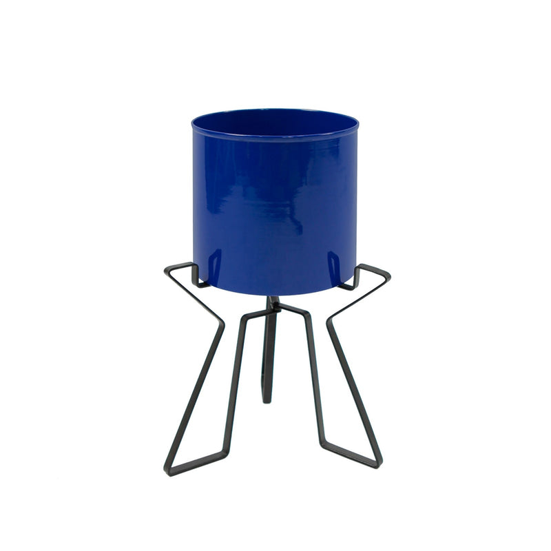 ACHLA Florence Planter with Bowl, French Blue 9in | Wrought Iron Tabletop & Floor Plant Stand | Indoor & Outdoor Container Garden | Model FBC-63-62FB