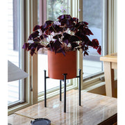 ACHLA Eileen Planter with Bowl 15in H | Minimalist Wrought Iron Stand and Burnt Sienna Steel Pot | Floor & Tabletop Indoor-Outdoor | Model FBC-64-62BS