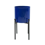ACHLA Eileen 8in Planter with Bowl | French Blue Wrought Iron and Steel | Indoor & Outdoor Floor Planter | 8 x 8 x 15 in | Model FBC-64-62FB