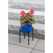 ACHLA Eileen 8in Planter with Bowl | French Blue Wrought Iron and Steel | Indoor & Outdoor Floor Planter | 8 x 8 x 15 in | Model FBC-64-62FB