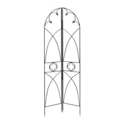 ACHLA Quatrefoil Trellis 75in Garden Trellis | Gothic Wrought Iron Black Powdercoat | Climbing Plants & Garden Accent | 75 in H, 26.5 in | Model FT-07
