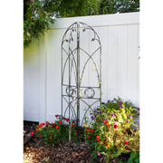 ACHLA Quatrefoil Trellis 75in Garden Trellis | Gothic Wrought Iron Black Powdercoat | Climbing Plants & Garden Accent | 75 in H, 26.5 in | Model FT-07