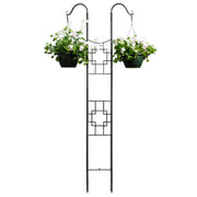ACHLA Square-On-Squares Double Pole Trellis 31.5in Wrought Iron | Juniper Green Powder Coat | Outdoor Garden & Patio Vertical Element | Model FT-26