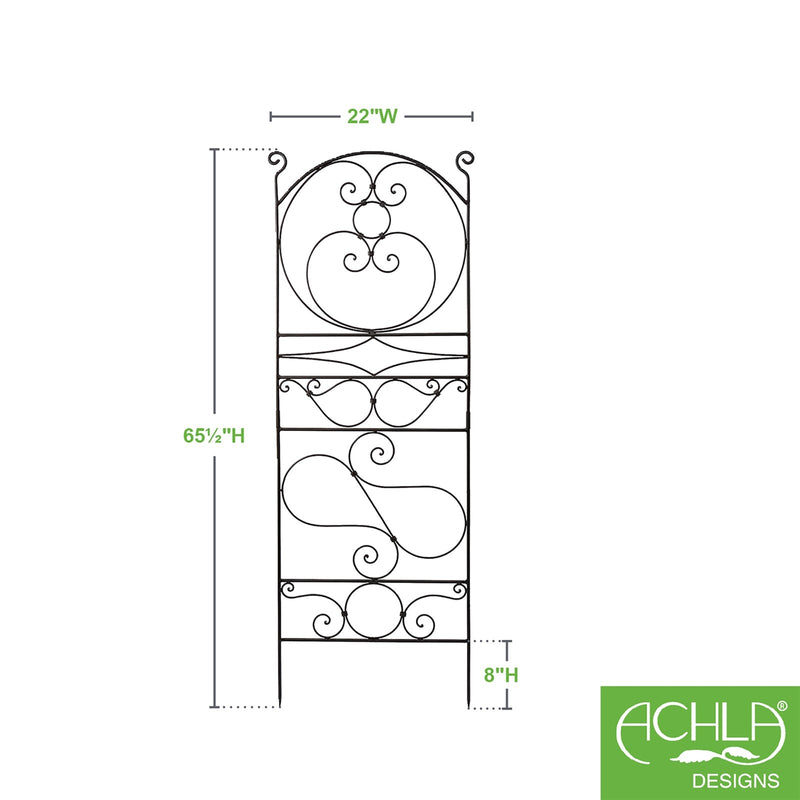 ACHLA Ferro Firenze Trellis I 22in Wrought Iron Garden Trellis | Italianate Roman Bronze Powder Coat | Climbing Plants & Garden Wall | Model FT-27