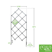 ACHLA Lattice Trellis 36in W x 95in H Free Standing | Graphite Powder Coated Iron | Outdoor Privacy Screen & Garden Support | Model FT-30
