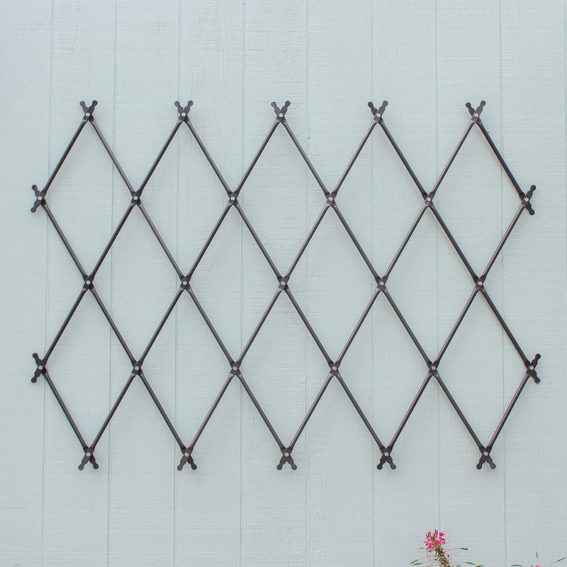 ACHLA Cottage Collection Folding Trellis 67in W x 43in H | Wall-Mounted Graphite Iron Lattice | Garden Privacy Screen & Climbing Plant | Model FT-32G