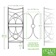 ACHLA Aurora Trellis Center Link | Black Powdercoat Wrought Iron | Garden & Patio Plant Support | 86 in H, Connects Modular Trellises | Model FT-34