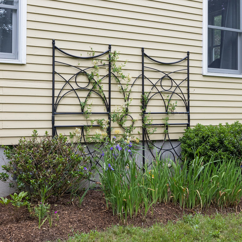 ACHLA Aurora Trellis Center Link | Black Powdercoat Wrought Iron | Garden & Patio Plant Support | 86 in H, Connects Modular Trellises | Model FT-34