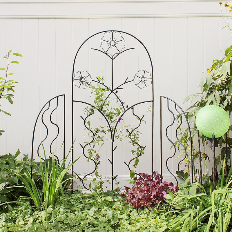 ACHLA Primrose Trellis 72in H | Wrought Iron Black Powder Coated | Outdoor Garden & Wall Plant Climber | 28 x 1 x 72 in | Model FT-42