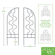 ACHLA Primrose Trellis Side Panels 48in H x 14in W | Wrought Iron Black Powder Coated | Outdoor Garden & Patio Trellis | 1 x 14 x 48 in | Model FT-42S