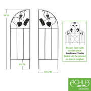 ACHLA Sunflower Trellis Side Panels 58in | Wrought Iron Black Powder Coated | Garden & Patio Trellis Depth | 1 x 18.25 x 58 in | Model FT-43S