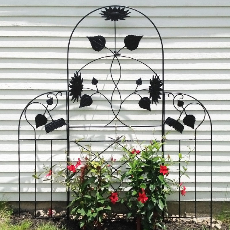 ACHLA Sunflower Trellis Side Panels 58in | Wrought Iron Black Powder Coated | Garden & Patio Trellis Depth | 1 x 18.25 x 58 in | Model FT-43S