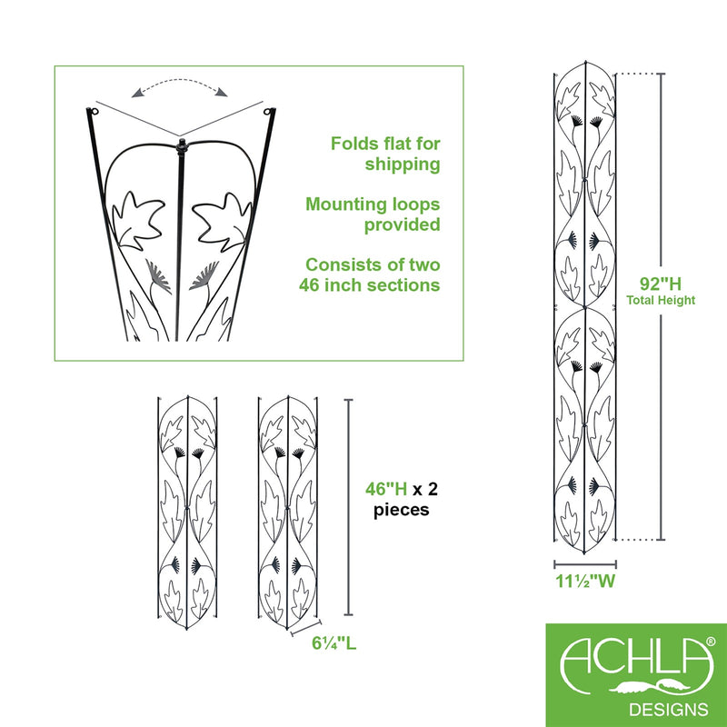 ACHLA Downspout Trellis 92in Tall | Traditional Wrought Iron Black Powdercoat | Garden Bed & Potted Plant Vertical Support | Model FT-47