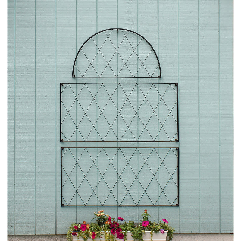 ACHLA Oxfordshire Trellis Set of 2 | Traditional Wrought Iron Black Powdercoat | Outdoor Garden Wall for Climbing Roses & Vines | Model FT-54