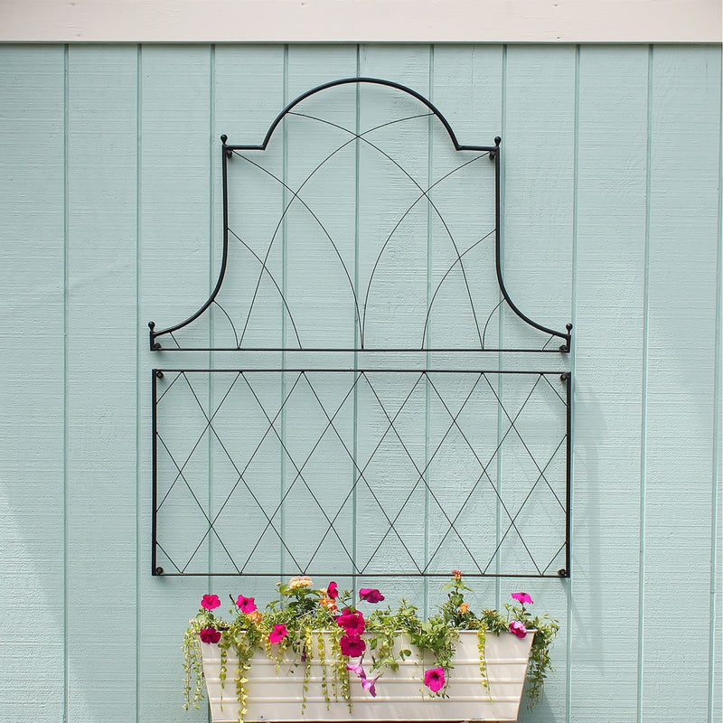ACHLA Somerset Trellis Set of 2 | Wall-Mounted Wrought Iron Garden Trellis | 46 x 53 in, Black Powdercoat | For Roses, Clematis & | Model FT-56