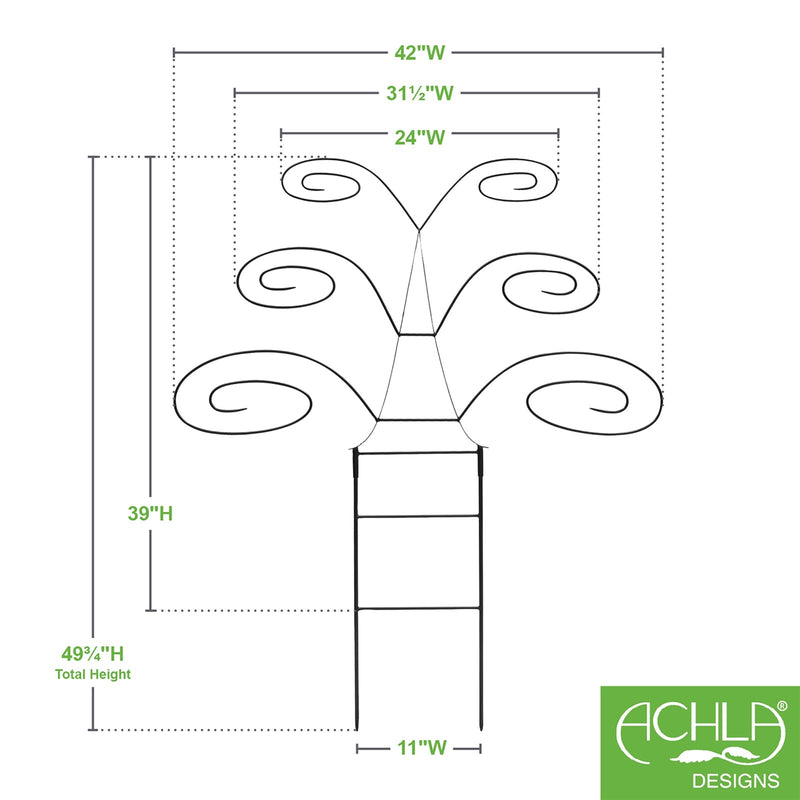ACHLA Butterfly Trellis 49.75in H | Graphite Wrought Iron Garden Support | Outdoor Planter & Living Fence | 42 x 11 x 49.75 in | Model FT-61
