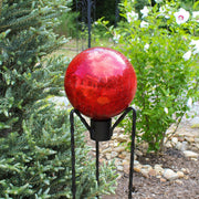 ACHLA Gazing Ball 10in Red Crackle Glass | Garden Globe Outdoor Decor | Patio & Garden Accent | 10 x 10 x 12 in | Model G10-RD-C