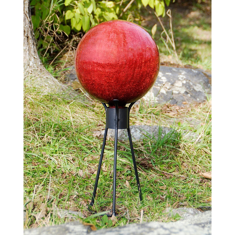 ACHLA Gazing Ball 10in Red Crackle Glass | Garden Globe Outdoor Decor | Patio & Garden Accent | 10 x 10 x 12 in | Model G10-RD-C
