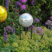 ACHLA 10in Gazing Globe | Silver Crackle Glass Garden Sphere | Outdoor Patio & Garden Decor | 10 x 10 x 12 in | Model G10-S-C