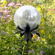ACHLA 10in Gazing Globe | Silver Crackle Glass Garden Sphere | Outdoor Patio & Garden Decor | 10 x 10 x 12 in | Model G10-S-C