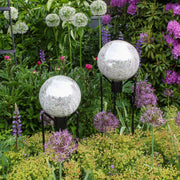 ACHLA 10in Gazing Globe | Silver Crackle Glass Garden Sphere | Outdoor Patio & Garden Decor | 10 x 10 x 12 in | Model G10-S-C