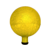 ACHLA Gazing Globe 10in Lemon Drop Crackle Glass | Hand-Blown Reflective Garden Sphere | Patio & Garden Accent | 10 x 10 x 12 in | Model G10-Y-C