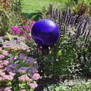 ACHLA 12in Gazing Globe | Blue Crackle Hand-Blown Glass | Garden & Patio Accent | 12 x 12 x 14 in | Model G12-BL-C