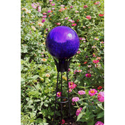 ACHLA 12in Gazing Globe | Blue Crackle Hand-Blown Glass | Garden & Patio Accent | 12 x 12 x 14 in | Model G12-BL-C