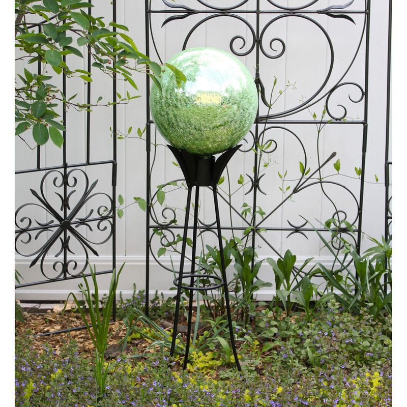 ACHLA 12in Light Green Crackle Gazing Globe | Hand-Blown Glass Garden Sphere | Patio & Yard Decor Accent | 12 x 12 x 14 in | Model G12-LG-C