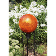 ACHLA 12in Gazing Globe | Crackled Mandarin Glass | Garden & Patio Decor | 12 x 12 x 14 in | Model G12-M-C