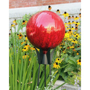 ACHLA Gazing Ball 12in Red Crackle | Garden Ornament & Outdoor Decor | Patio & Garden Accent | 14 in H | Model G12-RD-C