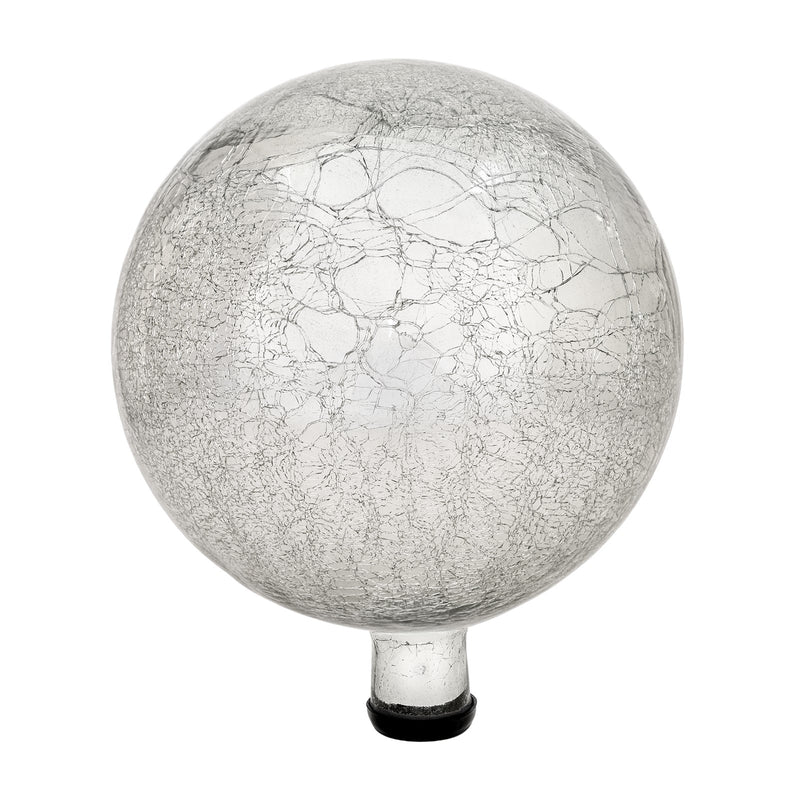 ACHLA 12in Gazing Globe | Silver Crackle Glass | Garden & Patio Accent | 12 x 12 x 14 in | Model G12-S-C