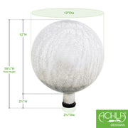 ACHLA 12in Gazing Globe | Silver Crackle Glass | Garden & Patio Accent | 12 x 12 x 14 in | Model G12-S-C