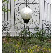 ACHLA 12in Gazing Globe | Silver Crackle Glass | Garden & Patio Accent | 12 x 12 x 14 in | Model G12-S-C