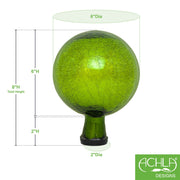 ACHLA 6in Gazing Globe | Fern Green Crackle Glass | Garden & Patio Accent | 6 x 6 x 8 in | Model G6-FG-C