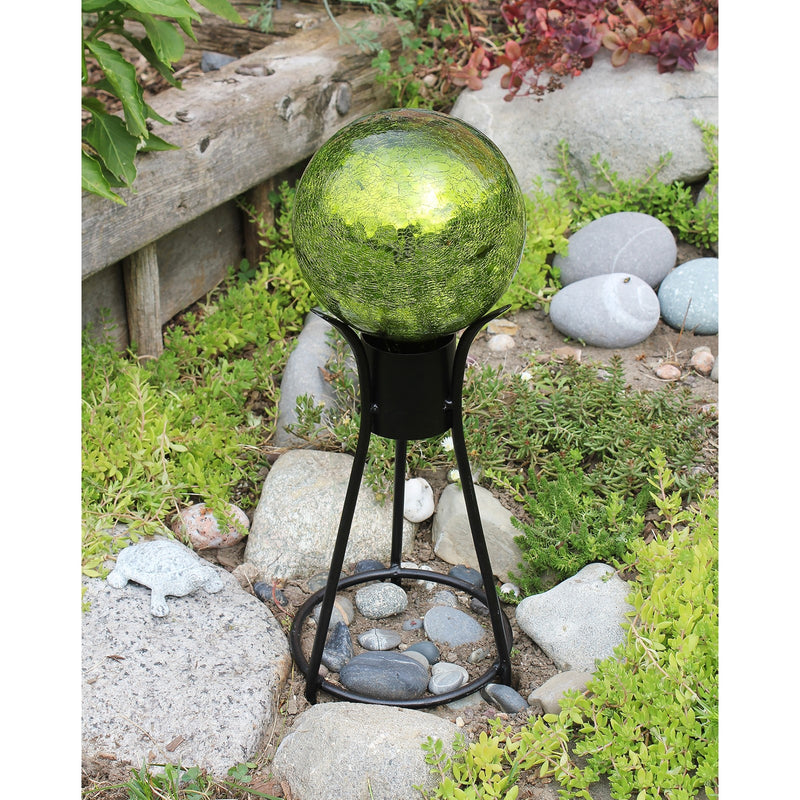 ACHLA 6in Gazing Globe | Fern Green Crackle Glass | Garden & Patio Accent | 6 x 6 x 8 in | Model G6-FG-C