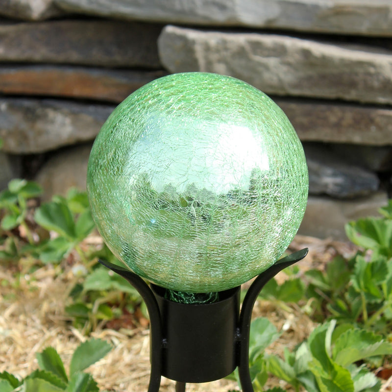 ACHLA 6in Gazing Globe | Light Green Crackle Glass | Garden & Patio Accent | 6 x 6 x 8 in | Model G6-LG-C