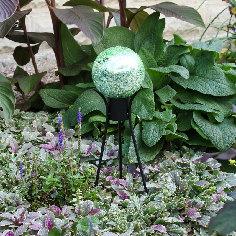 ACHLA 6in Gazing Globe | Light Green Crackle Glass | Garden & Patio Accent | 6 x 6 x 8 in | Model G6-LG-C