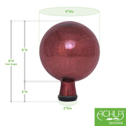 ACHLA 6in Gazing Globe | Crackle Plum Hand-Blown Glass | Garden & Patio Accent | 6 x 6 x 8 in | Model G6-PL-C