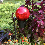 ACHLA Gazing Ball 6in Red Crackle Glass | Hand-Blown Garden Ornament | Patio & Garden Accent | 6 x 6 x 8 in | Model G6-RD-C