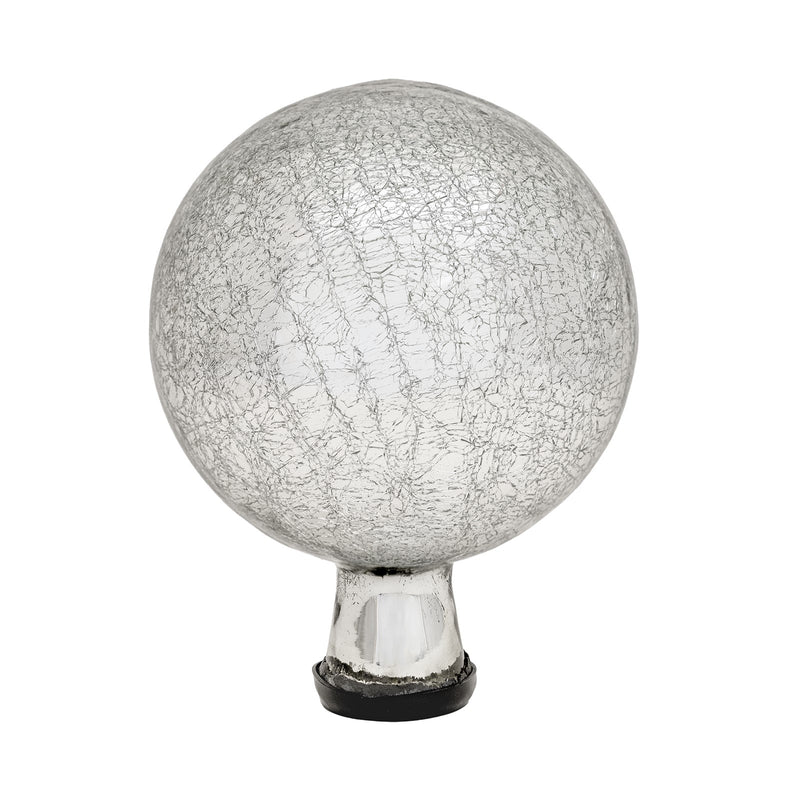 ACHLA 6in Gazing Globe | Silver Crackle Glass Garden Sphere | Outdoor Patio & Garden Accent | 6 x 6 x 8 in | Model G6-S-C