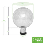 ACHLA 6in Gazing Globe | Silver Crackle Glass Garden Sphere | Outdoor Patio & Garden Accent | 6 x 6 x 8 in | Model G6-S-C