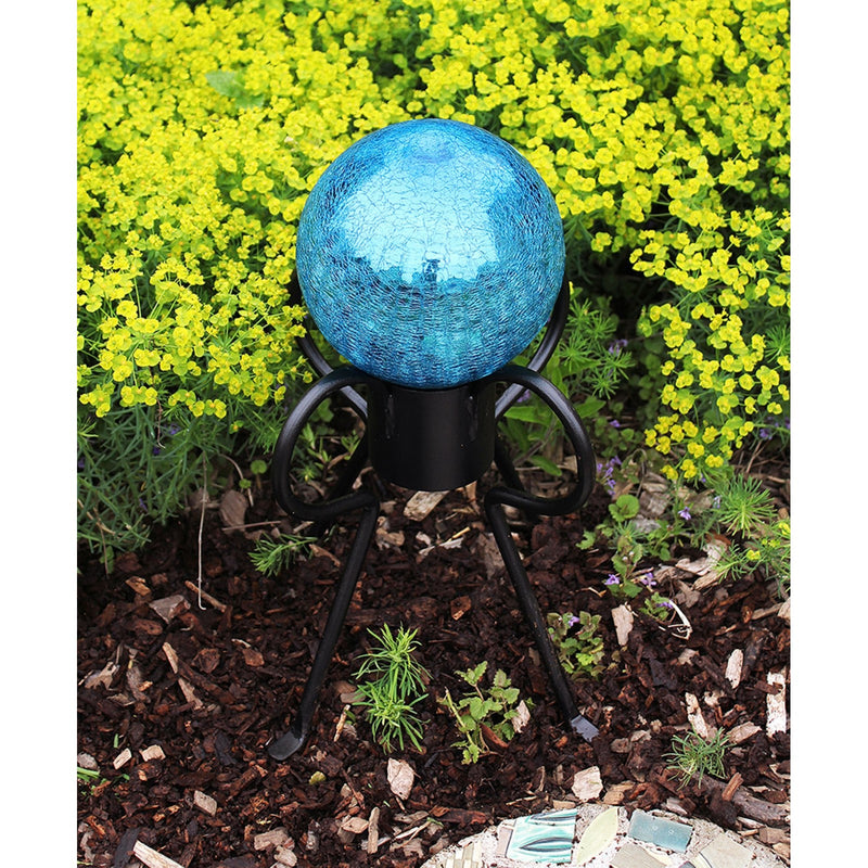 ACHLA 6in Gazing Globe | Teal Crackle Glass Garden Accent | Outdoor Patio & Yard Decor | 6 x 6 x 8 in | Model G6-T-C