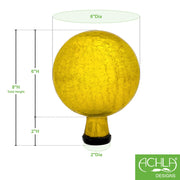 ACHLA Gazing Globe 6in Lemon Drop Crackle Glass | Outdoor Garden & Patio Decor | 6 x 6 x 8 in | Model G6-Y-C