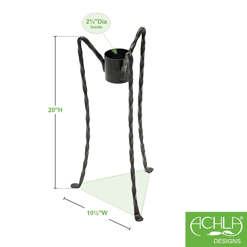 ACHLA Gazing Globe Stand 18in | Wrought Iron Black Powder Coat | Garden, Patio & Deck Display | 10 x 10 x 18 in | Model GBS-02