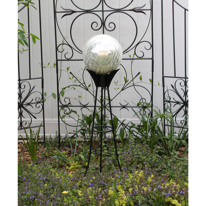 ACHLA Gazing Globe Stand 34in Spiked | Wrought Iron Black Powder Coat | Garden, Patio & Yard Decor | 34 x 13 x 13 in | Model GBS-08